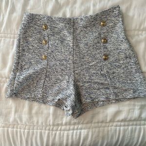 Textured gold button shorts